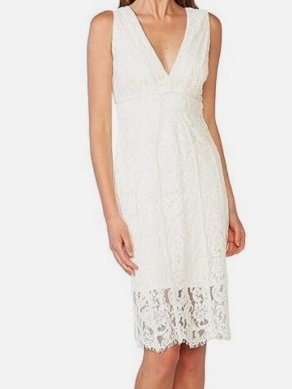 Bardot White Lace V-Neck Midi Dress Size 12/XL